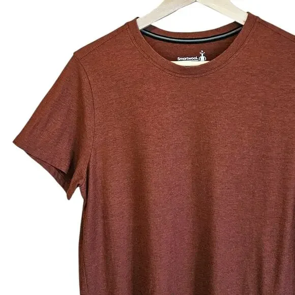 Smartwool Women’s Merino Wool T-Shirt Short Sleeve Crew Neck Rust Terracotta XL - Picture 2 of 5